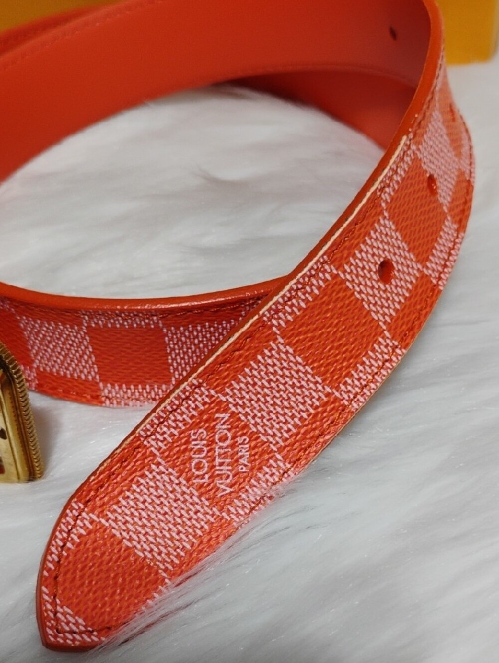 Authentic Louis Vuitton Ceinture Orange Damier Belt W/Box/Ribbon - Picture 13 of 15